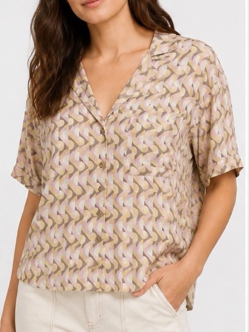 NWT Prana Iguala Top in Retro Geo Print